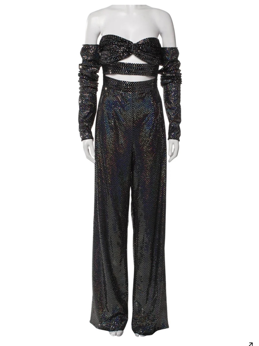 Bronx and Banco Black Holographic Wide-Leg Jumpsuit